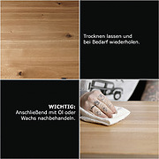 Behandelte Holzstelle nach Tannin Remover trocknen lassen und anschließend nachölen