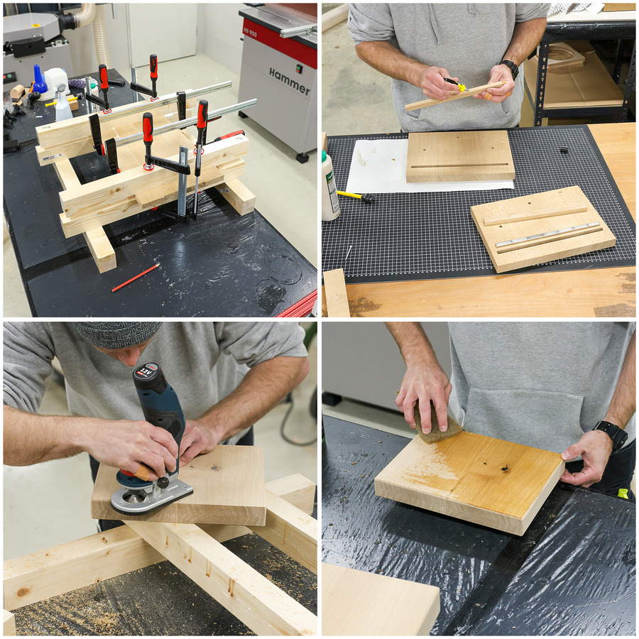 magnetischer-messerblock-massivholz-produktion Produktion von magnetischen Messerblöcken aus Massivholz – Verleimen, Magnete einlassen, Kanten fräsen und Oberfläche ölen