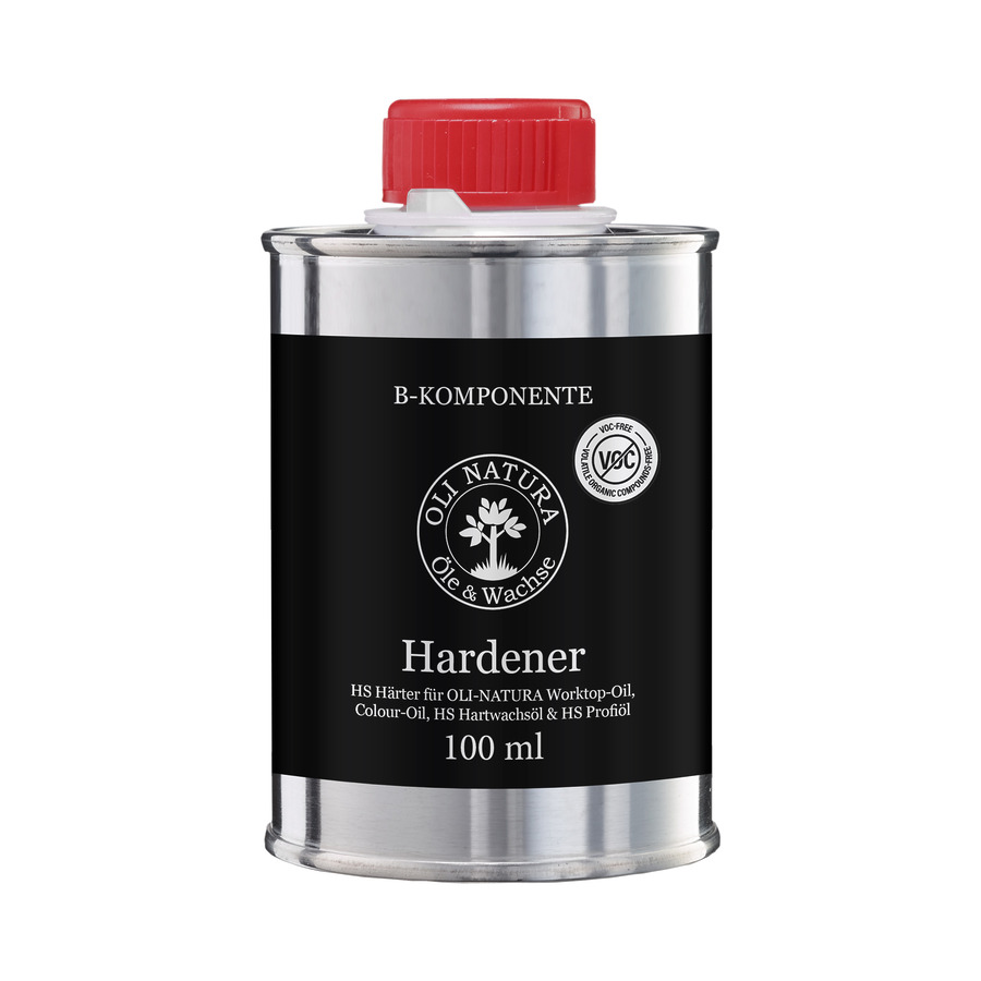OLI-NATURA HS-Härter (Hardener) 0,1 l – Frontansicht des Gebindes
