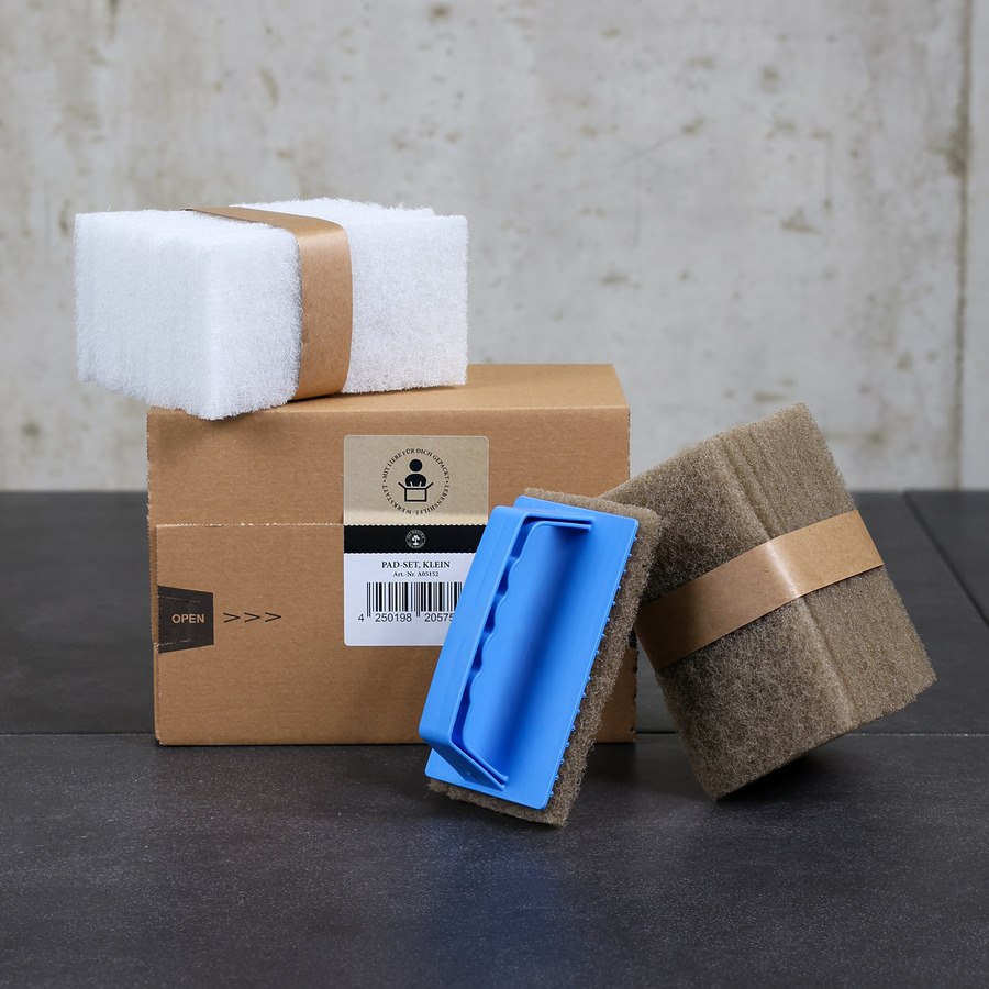 OLI-NATURA Pad-Set klein 21-tlg. mit Mini-Handpadhalter und Pads Vorderansicht